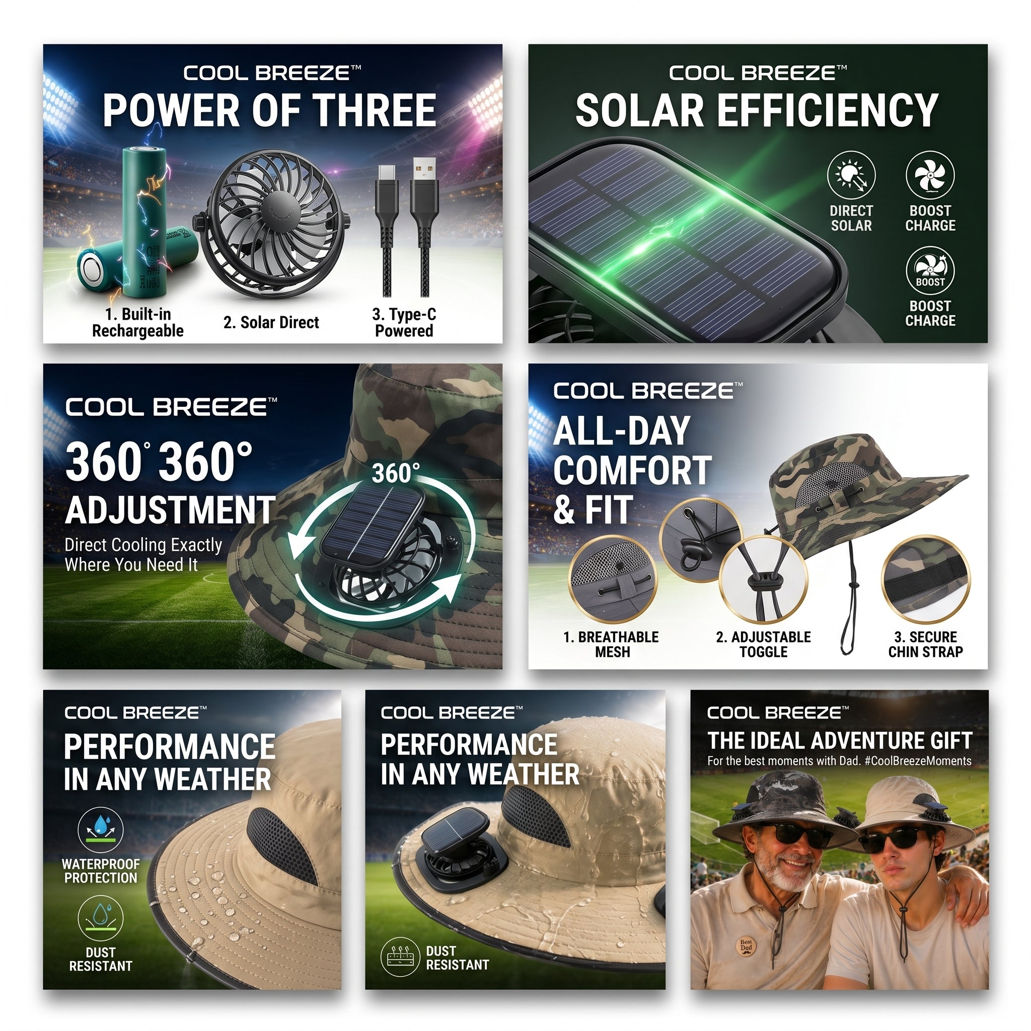 Solar Rechargeable Cooling Fan Hat