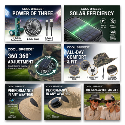 Solar Rechargeable Cooling Fan Hat